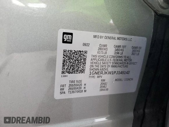 2023 Chevrolet Traverse RS z VIN 1GNERJKW1PJ145143, wystawiony jako Copart lot #73587744 z przebiegiem 6 278 mil mil oraz Szkoda całkowita • Salvage title. Historia ofert i sprzedaży dostępna na DreamBid. Obrazek 13.