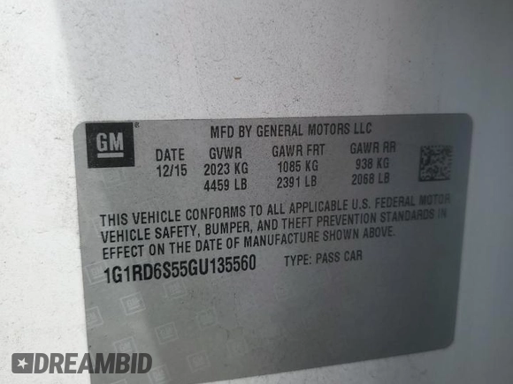 2016 Chevrolet Volt Premier with VIN 1G1RD6S55GU135560, listed as a Copart auction lot 49444525 with 105,239 mi miles and Salvage Title. Bid and sale history available at carsss.com. Image 12.