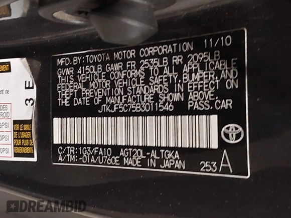 2011 Scion tC z VIN JTKJF5C75B3011546, wystawiony jako IAAI lot #42314036 z przebiegiem 266 448 mil mil oraz . Historia ofert i sprzedaży dostępna na DreamBid. Obrazek 9.