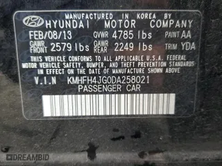 2013 Hyundai Azera with VIN KMHFH4JG0DA258021, listed as a Copart auction lot 49187915 with 141,798 mi miles and Salvage Title. Bid and sale history available at carsss.com. Image 14.