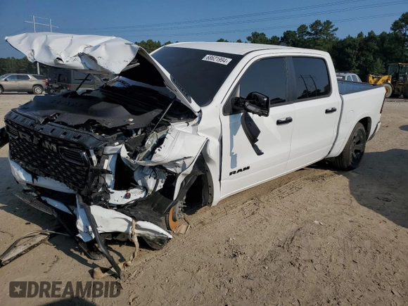 2025 Ram 1500 Big Horn with VIN 1C6SRFFPXSN521827, listed as a Copart auction lot 68621994 with 1,676 mi miles and Salvage Title. Bid and sale history available at carsss.com. Image 1.