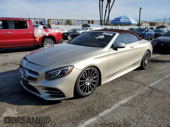 2019 Mercedes-Benz S-Class S 560 with VIN WDDXK8DB7KA038850, listed as a Copart auction lot 45124985 with 0 mi miles and Salvage Title. Bid and sale history available at carsss.com. Image 1.