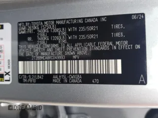 2024 Lexus RX 350h with VIN 2T2BBMCA8RC049993, listed as a Copart auction lot 60060935 with 3,013 mi miles and Salvage title. Bid and sale history available at DreamBid. Image 12.
