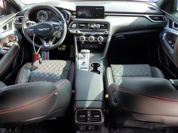 2023 Genesis G70 3.3T with VIN KMTG54TE1PU128010, listed as a Copart auction lot 67628944 with 11,307 mi miles and Salvage Title. Bid and sale history available at carsss.com. Image 8.