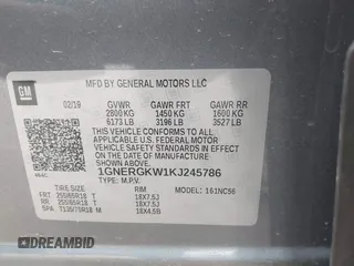 2019 Chevrolet Traverse LT Cloth with VIN 1GNERGKW1KJ245786, listed as a IAAI auction lot 41790476 with 93,445 mi miles and . Bid and sale history available at DreamBid. Image 9.