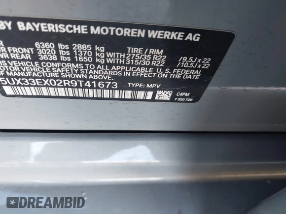 2024 BMW X6 xDrive40i with VIN 5UX33EX02R9T41673, listed as a IAAI auction lot 41427201 with 14,266 mi miles. Bid and sale history available at carsss.com. Image 9.