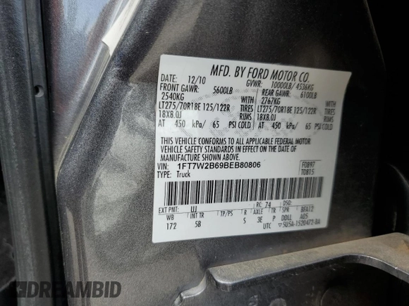 2011 Ford F-250 XL с VIN 1FT7W2B69BEB80806, выставлен на аукционе Copart как лот 60669465 с пробегом 238 523 миль миль и Списание • Salvage title. История ставок и продаж доступна на DreamBid. Изображение 12.