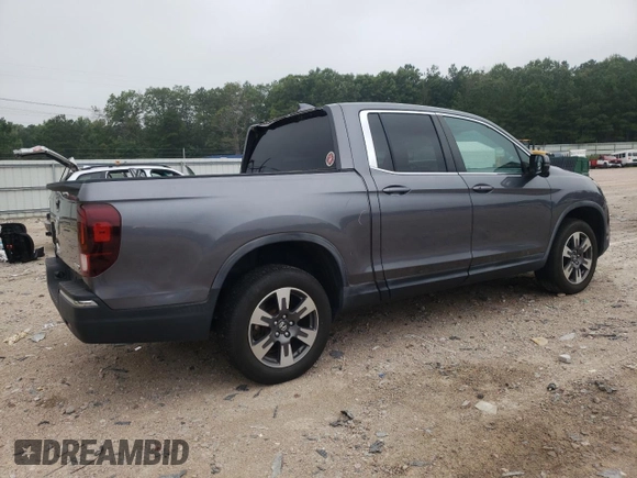 2017 Honda Ridgeline RTL-T with VIN 5FPYK3F65HB027242, listed as a Copart auction lot 62584355 with 43,165 mi miles and Salvage title. Bid and sale history available at DreamBid. Image 3.