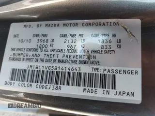 2011 Mazda Mazda3 i Touring with VIN JM1BL1VG5B1414643, listed as a IAAI auction lot 41994177 with 171,739 mi miles. Bid and sale history available at carsss.com. Image 9.