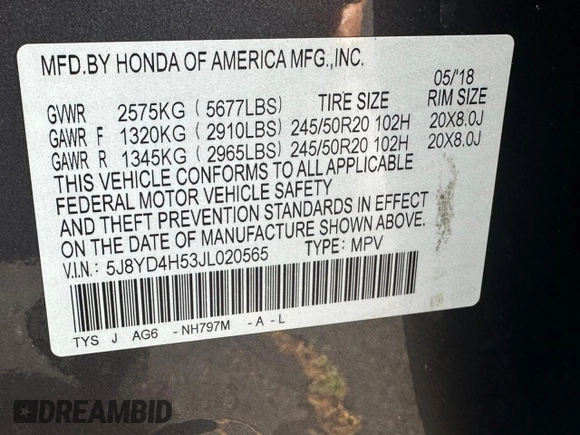 2018 Acura MDX Technology with VIN 5J8YD4H53JL020565, listed as a Copart auction lot 64906135 with 205,899 mi miles and Clean title. Bid and sale history available at DreamBid. Image 13.