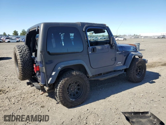 2003 Jeep Wrangler Sport with VIN 1J4FA49S63P361676, listed as a Copart auction lot 59054905 with 123,184 mi miles and Salvage title. Bid and sale history available at DreamBid. Image 3.