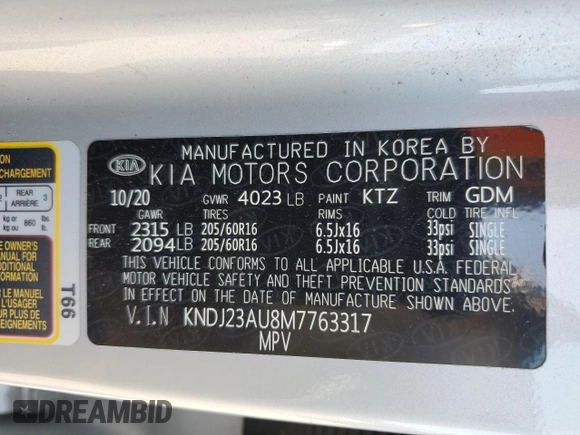 2021 Kia Soul S with VIN KNDJ23AU8M7763317, listed as a Copart auction lot 52395655 with 35,395 mi miles and Salvage Title. Bid and sale history available at carsss.com. Image 12.