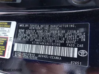 2008 Toyota Camry LE with VIN 4T1BE46KX8U792586, listed as a IAAI auction lot 41863089 with 190,976 mi miles. Bid and sale history available at carsss.com. Image 9.
