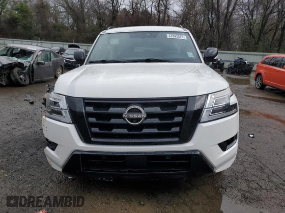 2021 Nissan Armada SL with VIN JN8AY2BA7M9372665, listed as a Copart auction lot 47843675 with 128,533 mi miles and Salvage Title. Bid and sale history available at carsss.com. Image 5.