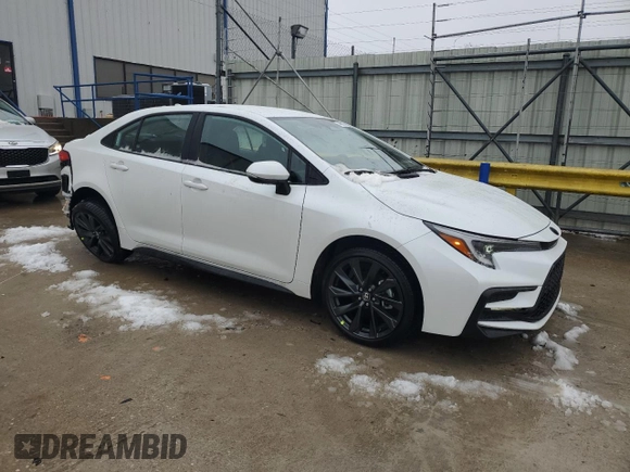 2025 Toyota Corolla SE with VIN 5YFS4MCE7SP226427, listed as a Copart auction lot 44606775 with 202 mi miles and Salvage Title. Bid and sale history available at carsss.com. Image 4.