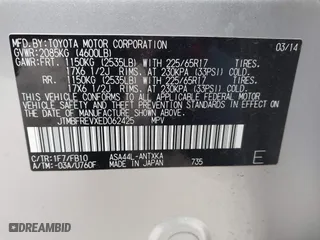 2014 Toyota RAV4 LE with VIN JTMBFREVXED062425, listed as a IAAI auction lot 41602971 with 180,960 mi miles. Bid and sale history available at carsss.com. Image 9.