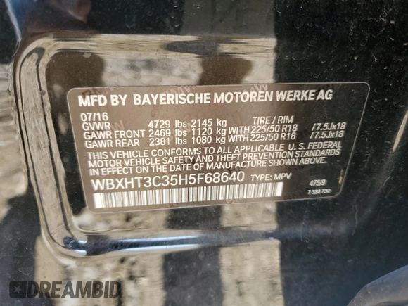 2017 BMW X1 xDrive28i with VIN WBXHT3C35H5F68640, listed as a Copart auction lot 85563114 with 103,480 mi miles and Salvage Title. Bid and sale history available at carsss.com. Image 15.