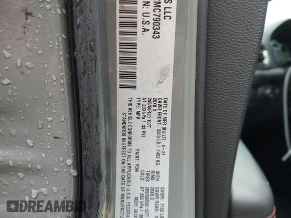 2021 Dodge Durango R/T with VIN 1C4SDHCT2MC790343, listed as a Copart auction lot 88030625 with 95,798 mi miles and Salvage Title. Bid and sale history available at DreamBid. Image 13.