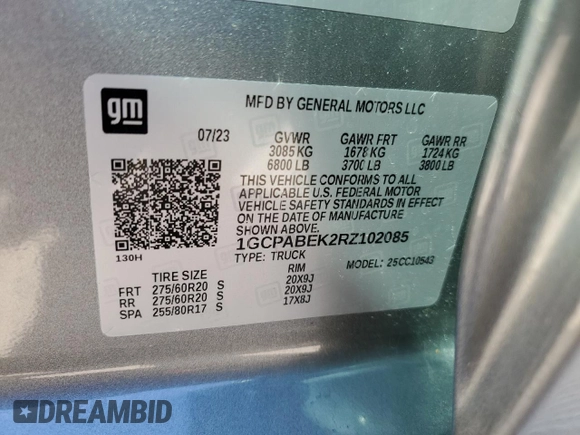 2024 Chevrolet Silverado 1500 Custom with VIN 1GCPABEK2RZ102085, listed as a Copart auction lot 49416675 with Not Provided miles and Salvage Title. Bid and sale history available at DreamBid. Image 12.