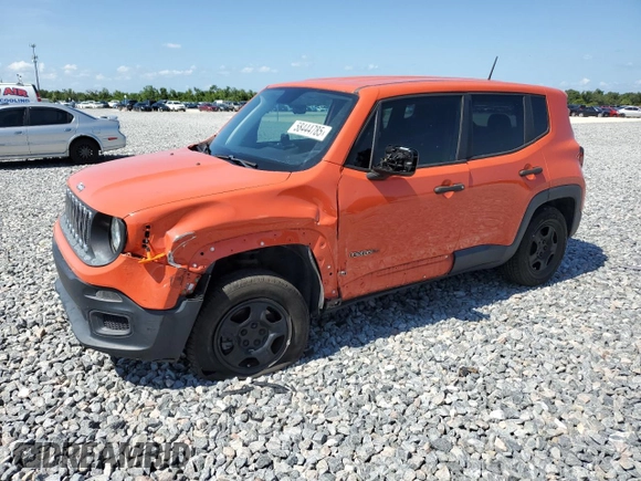 2018 Jeep Renegade Sport with VIN ZACCJBAB9JPH14873, listed as a Copart auction lot 58444785 with 106,816 mi miles and Salvage title. Bid and sale history available at DreamBid. Image 1.
