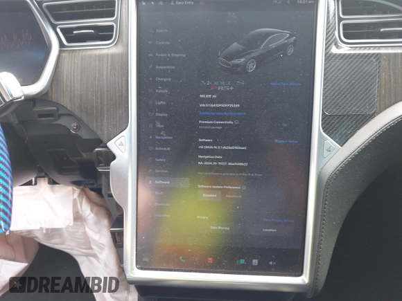 2013 Tesla Model S Performance with VIN 5YJSA1DP5DFP25345, listed as a IAAI auction lot 42288379 with 165,915 mi miles and . Bid and sale history available at DreamBid. Image 7.