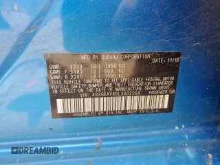 2020 Subaru Impreza Premium with VIN 4S3GKAV66L3602268, listed as a Copart auction lot 60673705 with 39,970 mi miles and Salvage title. Bid and sale history available at DreamBid. Image 12.