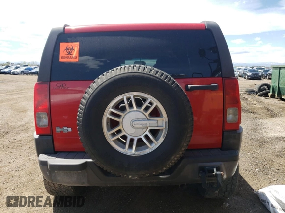 2007 Hummer H3 SUV with VIN 5GTDN13E378107824, listed as a Copart auction lot 56253784 with 172,007 mi miles and Salvage Title. Bid and sale history available at carsss.com. Image 6.