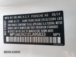 2014 Porsche Cayenne with VIN WP1AA2A21ELA95833, listed as a Copart auction lot 58572195 with 145,073 mi miles and Salvage title. Bid and sale history available at DreamBid. Image 13.