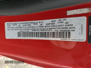 2006 Volkswagen Beetle z VIN 3VWRF31YX6M323261, wystawiony jako Copart lot #87218704 z przebiegiem 81 540 mil mil oraz Szkoda całkowita • Salvage title. Historia ofert i sprzedaży dostępna na DreamBid. Obrazek 15.