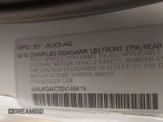 2014 Audi A6 Premium Plus with VIN WAUFGAFC7EN146819, listed as a IAAI auction lot 42072873 with 151,036 mi miles and . Bid and sale history available at DreamBid. Image 9.