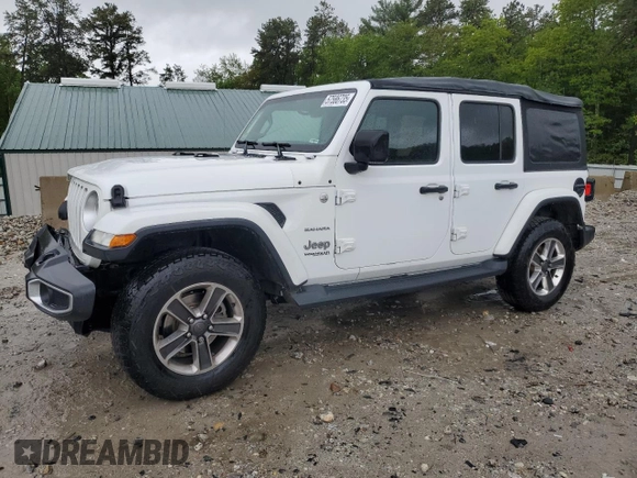 2018 Jeep Wrangler Unlimited Sahara with VIN 1C4HJXEG7JW255323, listed as a Copart auction lot 57586735 with 107,081 mi miles and Salvage title. Bid and sale history available at DreamBid. Image 1.