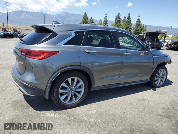 2021 Infiniti QX50 Luxe with VIN 3PCAJ5BA4MF108083, listed as a Copart auction lot 55128045 with 45,572 mi miles and Salvage title. Bid and sale history available at DreamBid. Image 3.