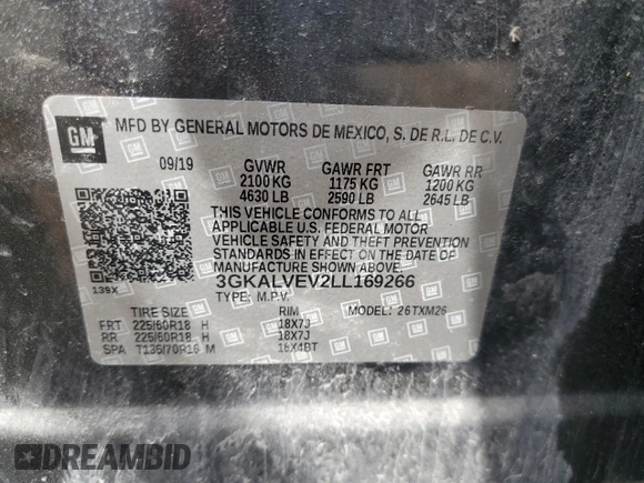 2020 GMC Terrain SLT z VIN 3GKALVEV2LL169266, wystawiony jako Copart lot #55943075 z przebiegiem 105 215 mil mil oraz Szkoda całkowita • Salvage title. Historia ofert i sprzedaży dostępna na DreamBid. Obrazek 13.