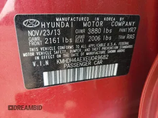 2014 Hyundai Elantra SE z VIN KMHDH4AEXEU049682, wystawiony jako Copart lot #60430585 z przebiegiem 154 815 mil mil oraz Szkoda całkowita • Salvage title. Historia ofert i sprzedaży dostępna na DreamBid. Obrazek 12.