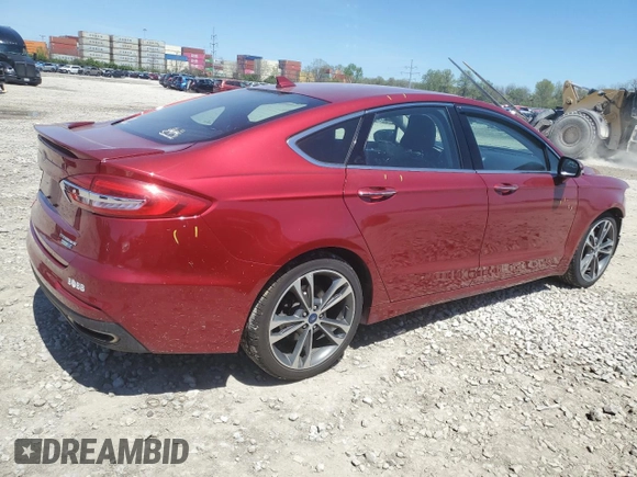 2019 Ford Fusion Titanium with VIN 3FA6P0D91KR205463, listed as a Copart auction lot 54764795 with 105,719 mi miles and Salvage title. Bid and sale history available at DreamBid. Image 3.