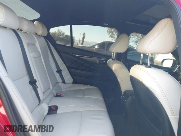2021 Infiniti Q50 Red Sport 400 with VIN JN1FV7DP3MM850783, listed as a IAAI auction lot 41335175 with 59,113 mi miles and . Bid and sale history available at DreamBid. Image 8.