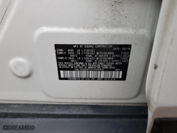 2018 Subaru Outback Touring with VIN 4S4BSATC2J3346836, listed as a Copart auction lot 43724705 with 112,914 mi miles and Salvage Title. Bid and sale history available at carsss.com. Image 13.