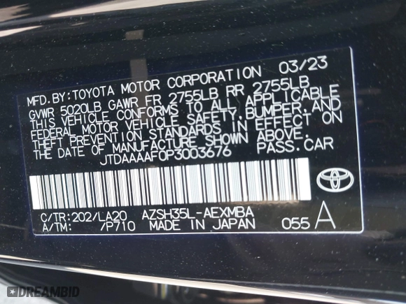 2023 Toyota Crown XLE with VIN JTDAAAAF0P3003676, listed as a IAAI auction lot 42024580 with 22,974 mi miles. Bid and sale history available at carsss.com. Image 9.