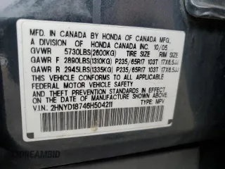 2006 Acura MDX Touring z VIN 2HNYD18746H504211, wystawiony jako Copart lot #88492225 z przebiegiem 270 926 mil mil oraz Szkoda całkowita • Salvage title. Historia ofert i sprzedaży dostępna na DreamBid. Obrazek 13.