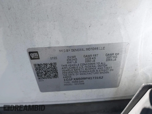 2023 Chevrolet Bolt EV 2LT with VIN 1G1FX6S09P4173162, listed as a IAAI auction lot 42171801 with 22,710 mi miles and . Bid and sale history available at DreamBid. Image 9.