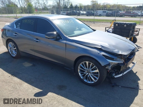 2021 Infiniti Q50 Luxe z VIN JN1EV7BR7MM750265, wystawiony jako IAAI lot #41943953 z przebiegiem 53 750 mil mil oraz . Historia ofert i sprzedaży dostępna na DreamBid. Obrazek 1.