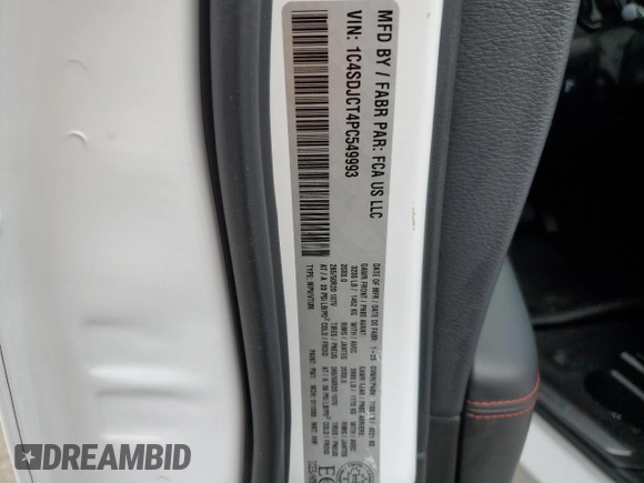 2023 Dodge Durango R/T with VIN 1C4SDJCT4PC549993, listed as a Copart auction lot 61416105 with 37,315 mi miles and Salvage title. Bid and sale history available at DreamBid. Image 13.