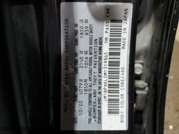 2021 Mazda Mazda3 Sedan Premium with VIN JM1BPADL0M1319865, listed as a Copart auction lot 41917035 with 86,346 mi miles and Salvage Title. Bid and sale history available at carsss.com. Image 12.