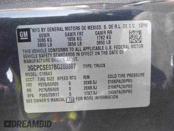 2011 Chevrolet Silverado 1500 LT with VIN 3GCPCSE07BG209387, listed as a IAAI auction lot 41479051 with 151,211 mi miles and . Bid and sale history available at DreamBid. Image 9.