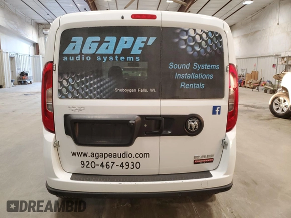 2017 Ram ProMaster City Cargo Van Tradesman SLT with VIN ZFBERFBB3H6E19617, listed as a Copart auction lot 42300125 with 75,366 mi miles and Clean Title. Bid and sale history available at carsss.com. Image 6.