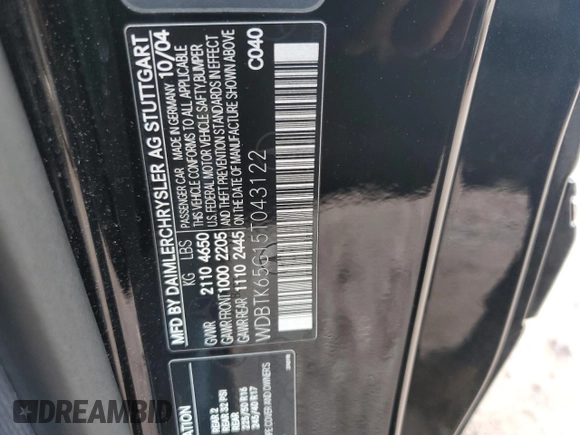 2005 Mercedes-Benz CLK-Class 3.2L with VIN WDBTK65G15T043122, listed as a Copart auction lot 75475594 with 106,537 mi miles and Salvage Title. Bid and sale history available at carsss.com. Image 12.