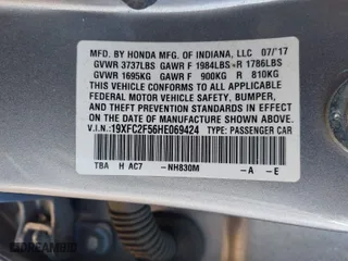 2017 Honda Civic Sedan LX with VIN 19XFC2F56HE069424, listed as a IAAI auction lot 40806146 with 71,084 mi miles. Bid and sale history available at carsss.com. Image 9.