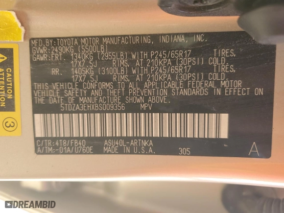 2011 Toyota Highlander with VIN 5TDZA3EHXBS009356, listed as a Copart auction lot 89105275 with 211,665 mi miles and Salvage Title. Bid and sale history available at carsss.com. Image 13.