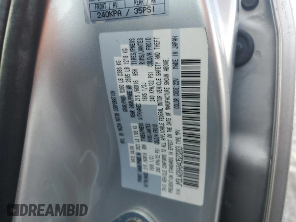2004 Mazda MPV LX with VIN JM3LW28A840523283, listed as a Copart auction lot 51441785 with 215,235 mi miles and Salvage title. Bid and sale history available at DreamBid. Image 16.