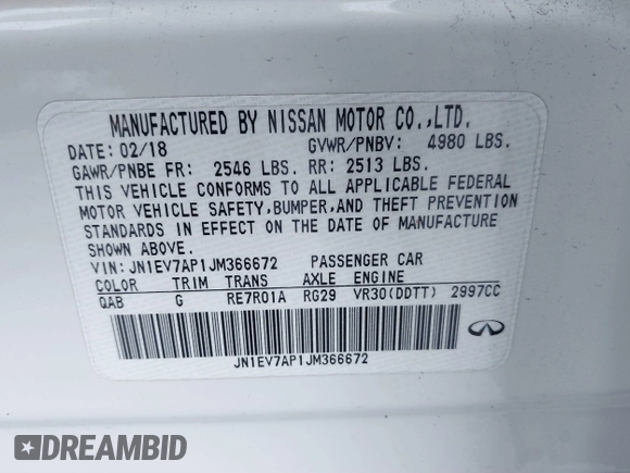 2018 Infiniti Q50 3.0t LUXE with VIN JN1EV7AP1JM366672, listed as a IAAI auction lot 41566540 with 86,390 mi miles. Bid and sale history available at carsss.com. Image 9.
